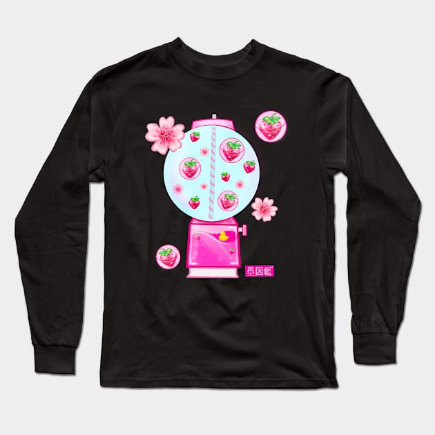 Sakura Gacha gamer kawaii cute pink strawberry ❤ いちごガチャ ❤ Long Sleeve T-Shirt by TheRuizLab